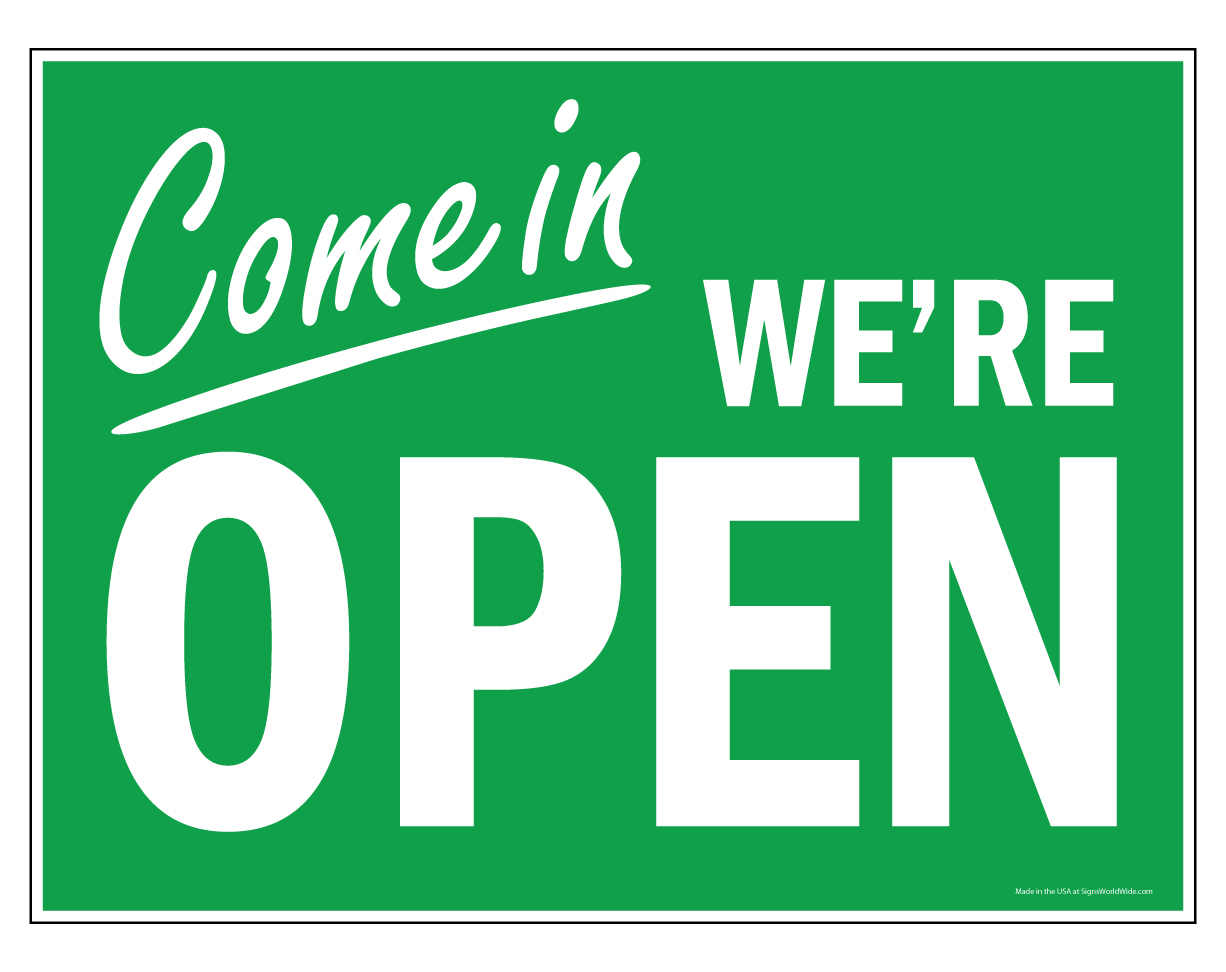 Buy our In We're Open" corrugated plastic sign from Signs World Wide