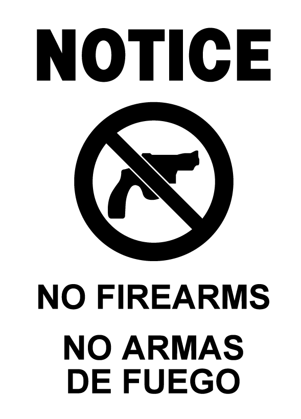 Buy our “No Firearms” decal from Signs World Wide
