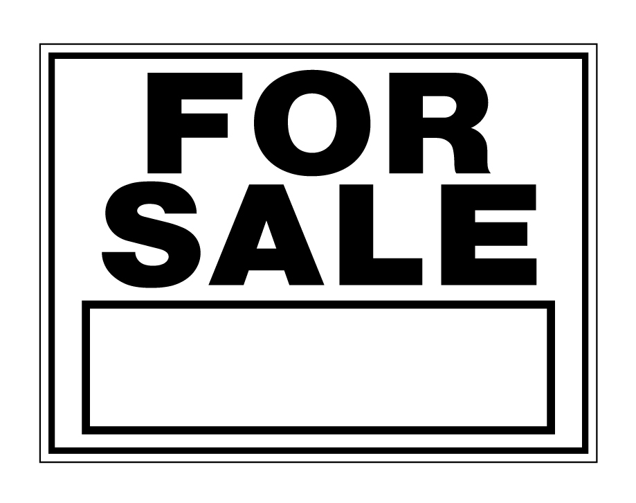 Yard Sign - Coroplast - For Sale B&W 9h x 12w