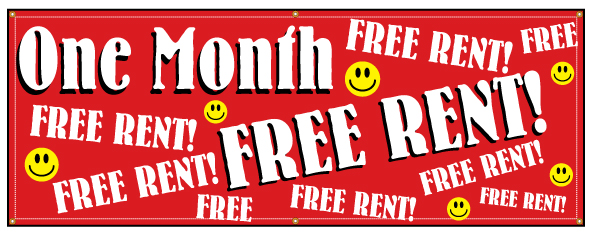 Set of 2 Decal Sticker Multiple Sizes First Month Free Rent White Red Business Rental Outdoor Store Sign White 54inx36in 