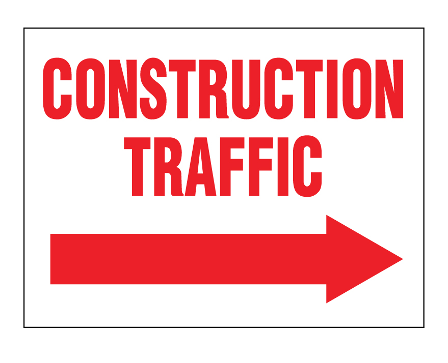 Buy our "Construction Traffic" right arrow sign from Signs World Wide