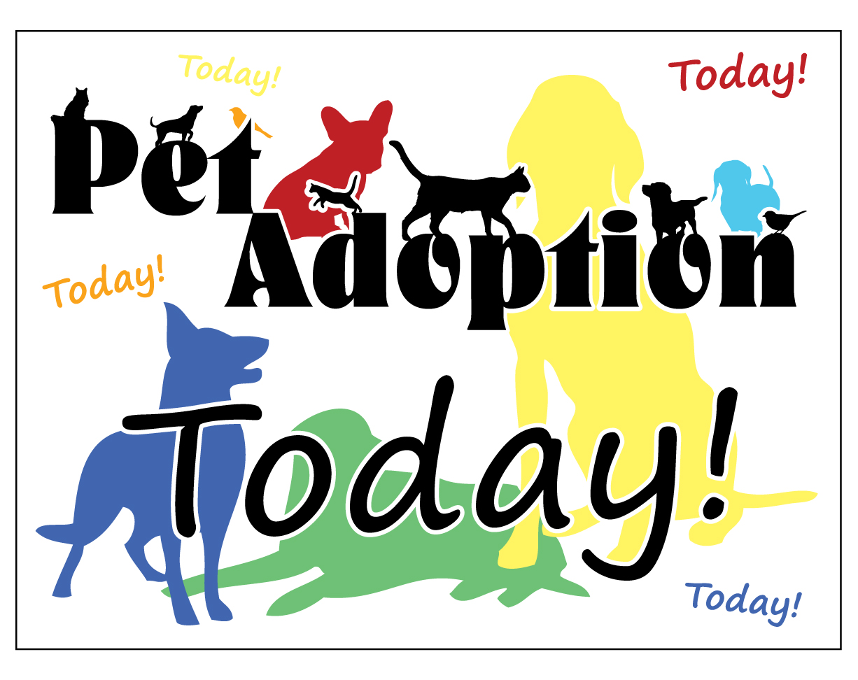 Pet Adoption Day Black Corrugated Plastic Yard Sign /Free Stakes