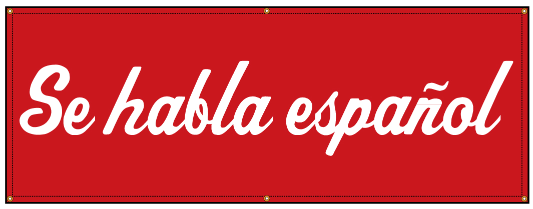 2x3 SE HABLA ESPANOL Black & White Banner Sign Discount Size & Price FREE SHIP 