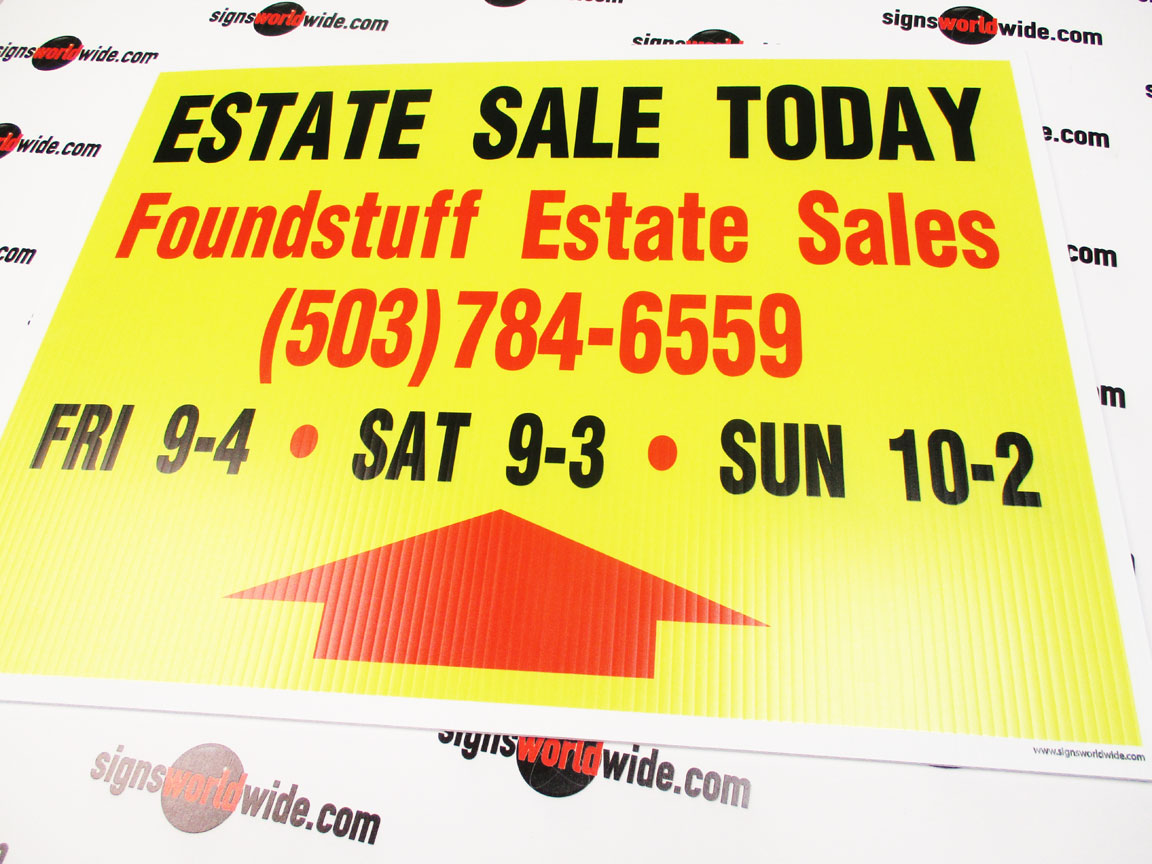 ESTATE SALE "TODAY" WITH ARROW Sandwich Board Sign 2-sided Kit NEW yellow 