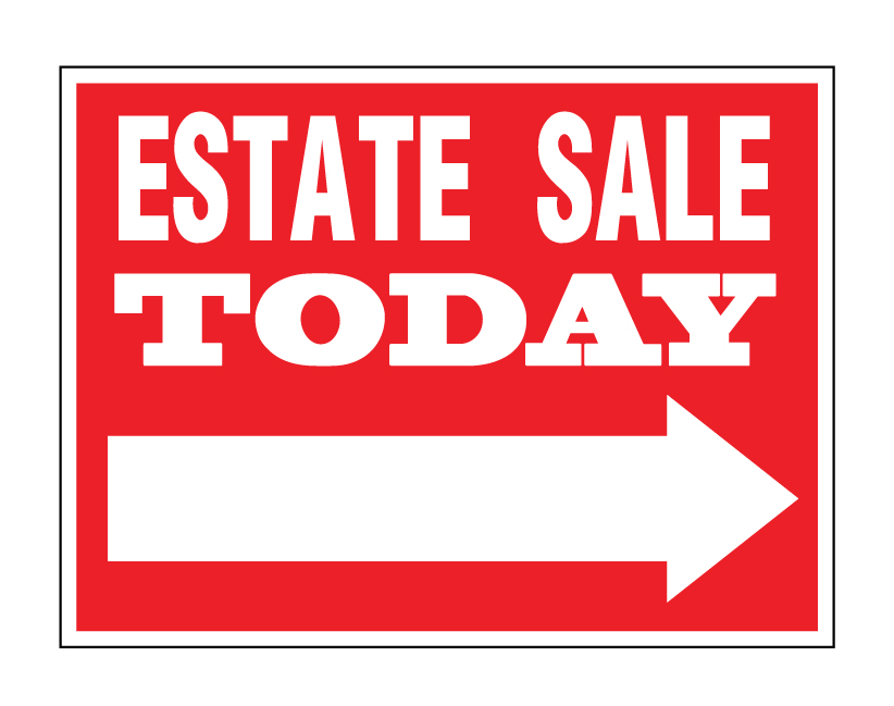 ESTATE SALE with ARROW LEFT 18x24 Coroplast Sign TIE TO TREE POLE POST FENCE y 