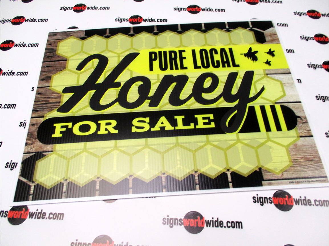 Vintage Tin Sign - 'Pure Local Honey For Sale' Retro Metal Wall Decor, 8x12 Inches