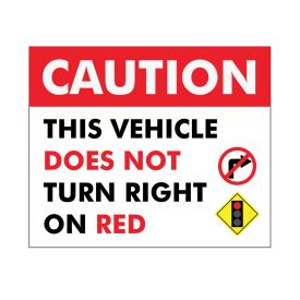 This vehicle does not turn right on red decal image