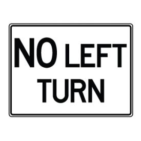 No Left Turn text sign