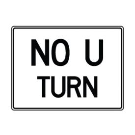 No U Turn text sign image