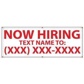 Now Hiring text name banner image