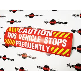 Caution Frequent Stops red and yellow sign image