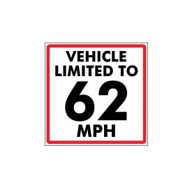 This vehicle limited to 62mph decal image
