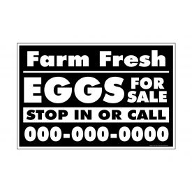 Farm Fresh Eggs B&W phone number 12x18 sign image