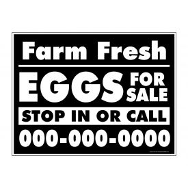 Farm Fresh Eggs B&W phone number sign image