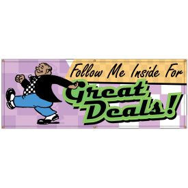 Follow Me Inside Great Deals Retro banner image