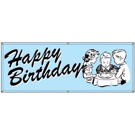 Happy Birthday Pale Blue Retro banner image