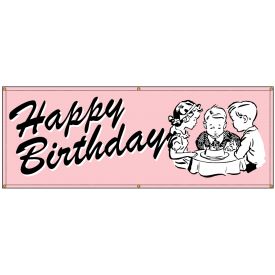 Happy Birthday Pink Retro banner image