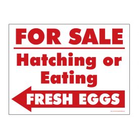 Eating or Hatching Eggs Red and White sign image