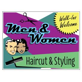 Mens & Women Haircut sign image