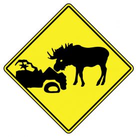 Moose Crushing Car Diamond sign image