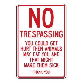 No Trespassing Sick Animals sign image