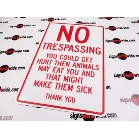 No Trespassing Sick Animals sign image