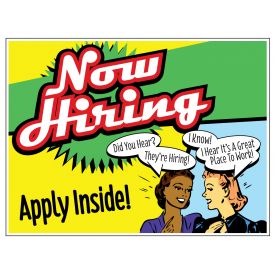 Now Hiring retro yard sign image