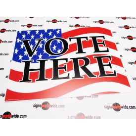 Vote Here flag sign image