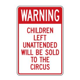 Warning Children Left Unattended sign image