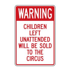Warning Children Left Unattended sign image