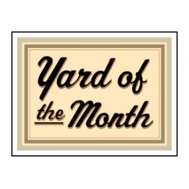 Beige Yard of the Month sign image