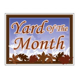 Yard of the Month leaves sign image