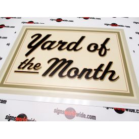 Yard of the Month Beige Aluminum Sign 1