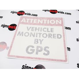 Vehicle Monitored by GPS Decal Image With Transfer Tape Applied
