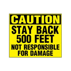 Caution Stay Back 500 Feet decal image