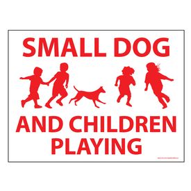 Small Dog and Children Playing sign image