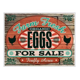 Farm Fresh Organic Eggs Wood Grain 36x48 sign image