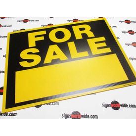 For Sale Yellow Coroplast Sign Image 1
