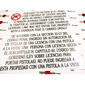 Handgun Law 30.07 Sign Image 1