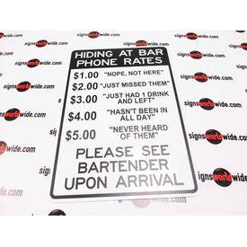Hiding At Bar Phone Rates sign image 2