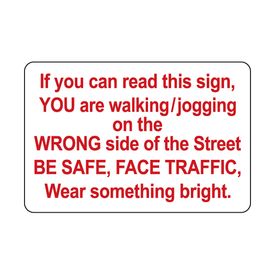 Jogging Wrong Side aluminum sign image