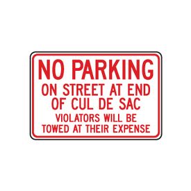 No Parking On Street Cul De Sac 12x18 sign image