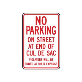No Parking On Street Cul De Sac sign image