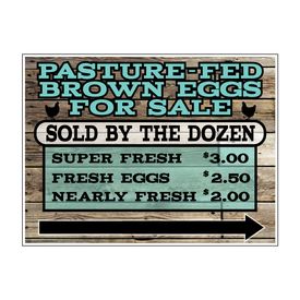 Pasture-Fed Brown Eggs Wood Grain Rt Arw sign image