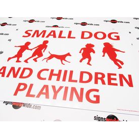 Small Dog and Children Playing Sign Image