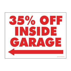 35% Off Inside Garage Red and White 18x24 Left Yard Sign Image