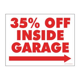 35% Off Inside Garage Red and White 18x24 Right Yard Sign Image