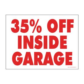 35% Off Inside Garage Red and White 18x24 Yard Sign Image