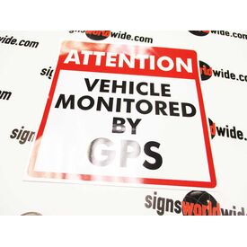 Attention Vehicle Monitored by GPS Sign Image No Transfer Tape