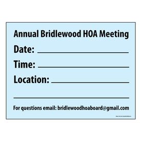 Annual Bridlewood HOA Meeting sign image v2